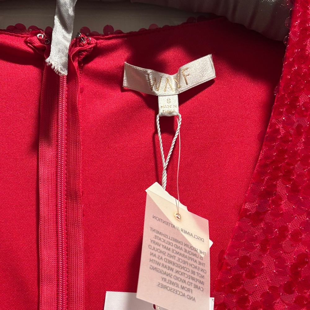 Wayf Red Lace Dress